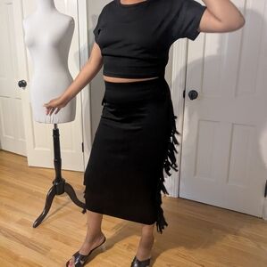 Black Pencil Midi Skirt Set